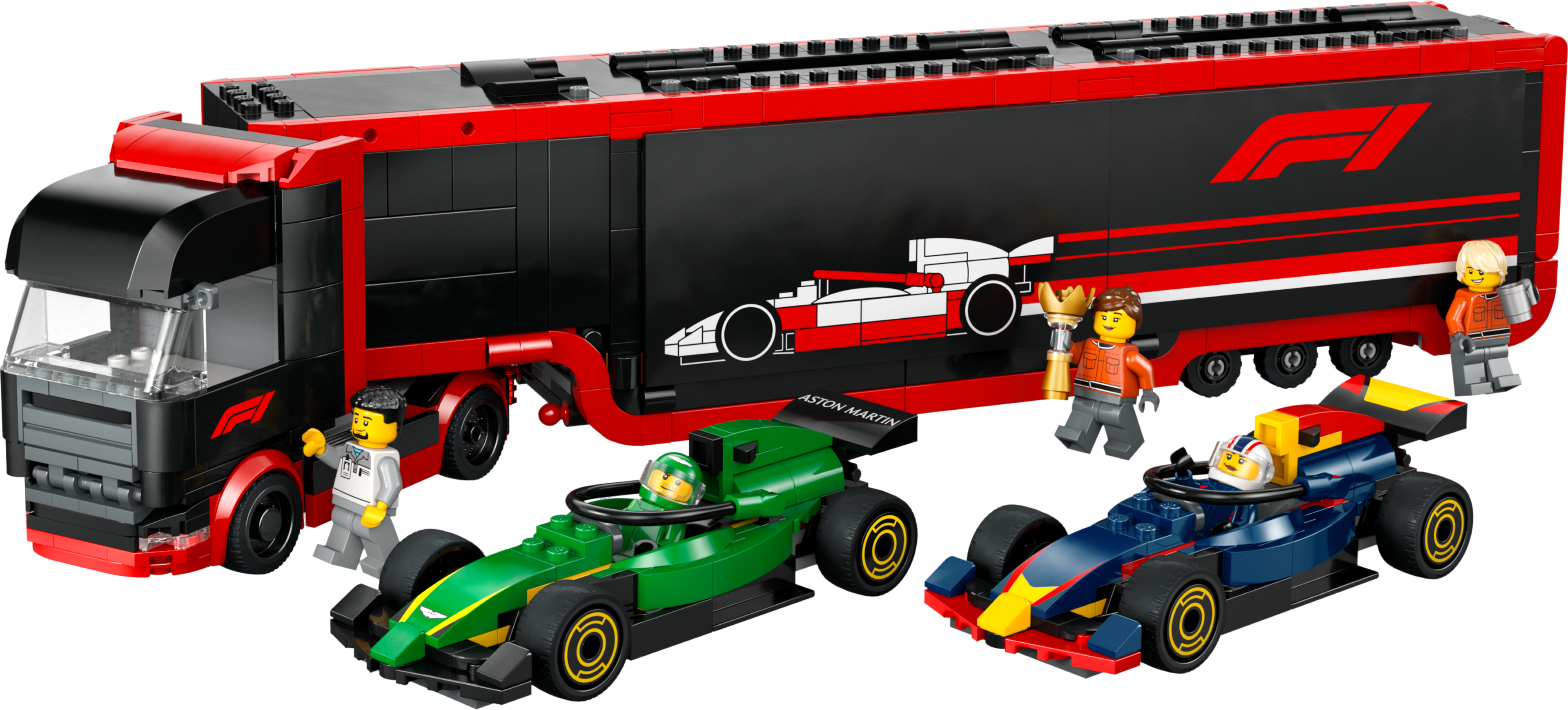 F1 Truck with RB20 &amp; AMR24 F1 Cars