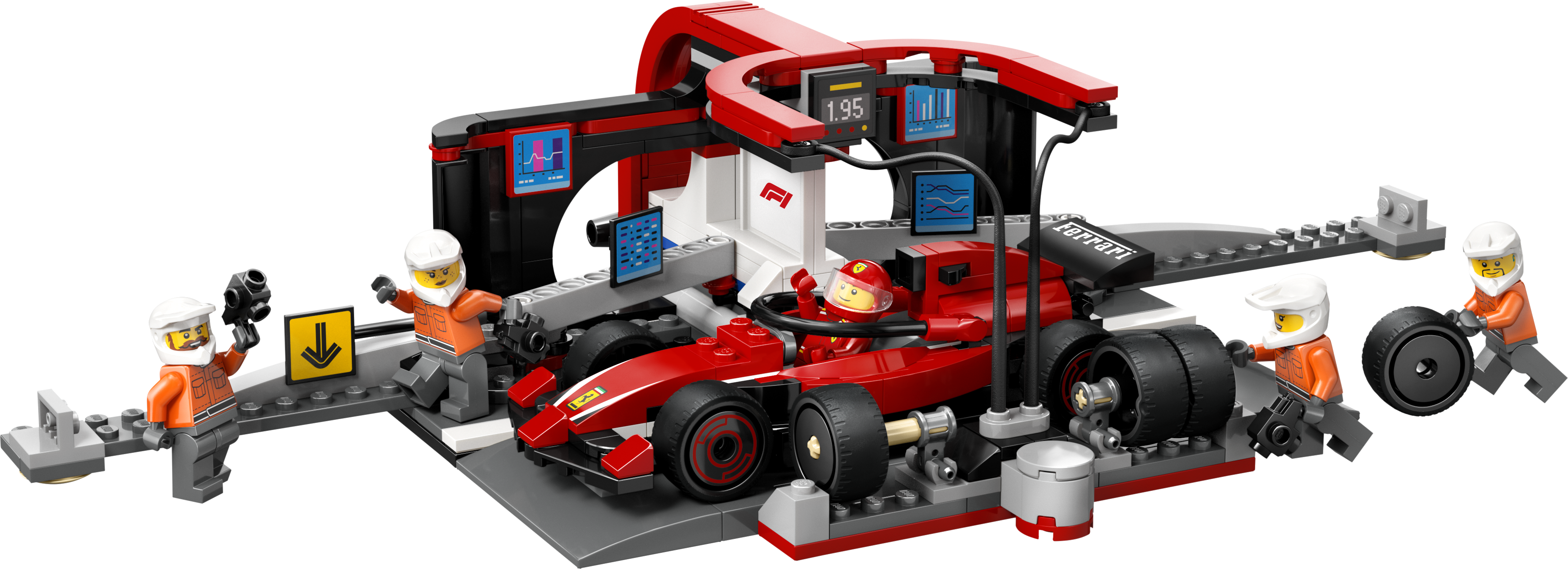 F1 Pit Stop &amp; Pit Crew with Ferrari Car