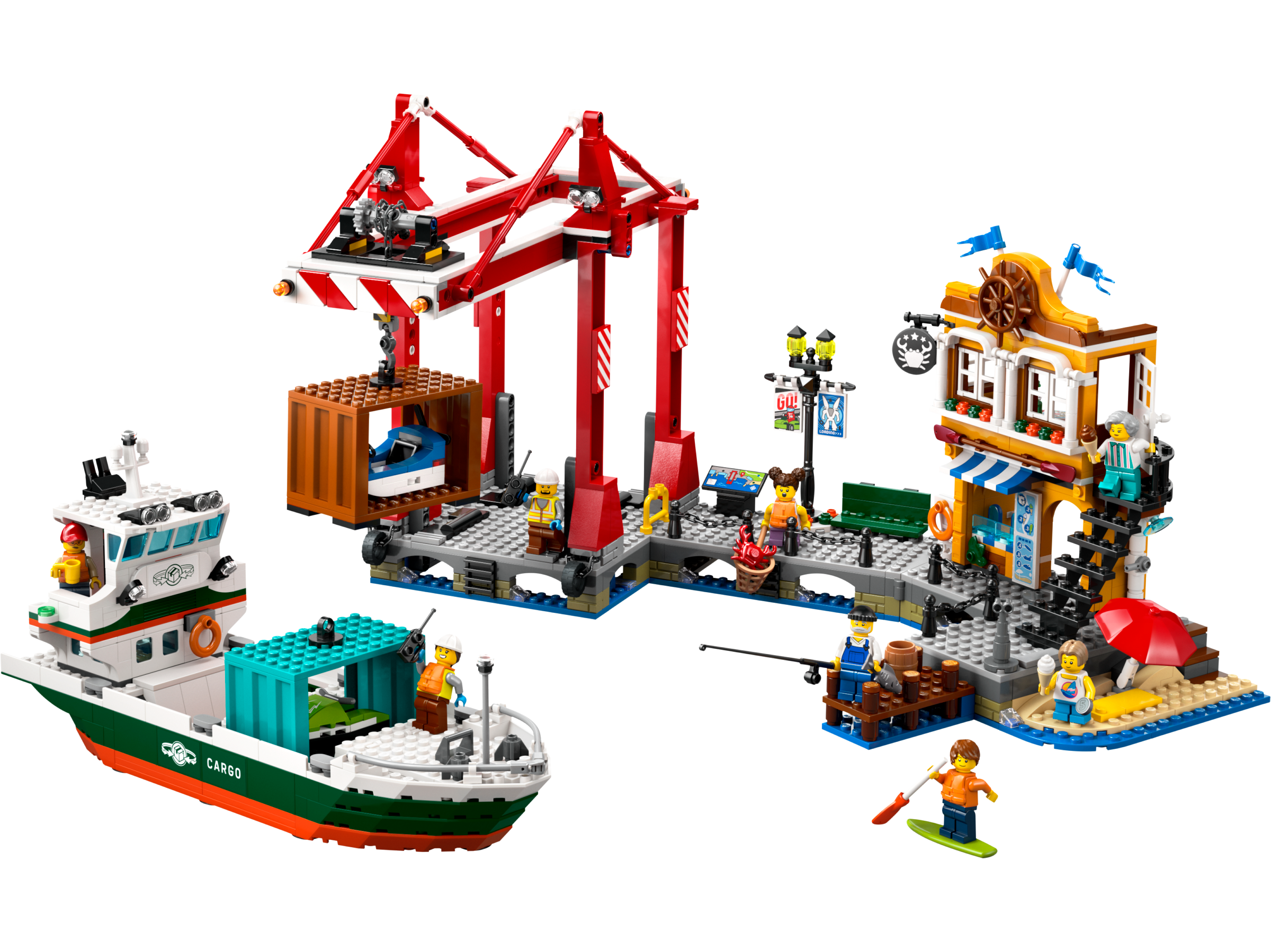Seaside Harbor with Cargo Ship