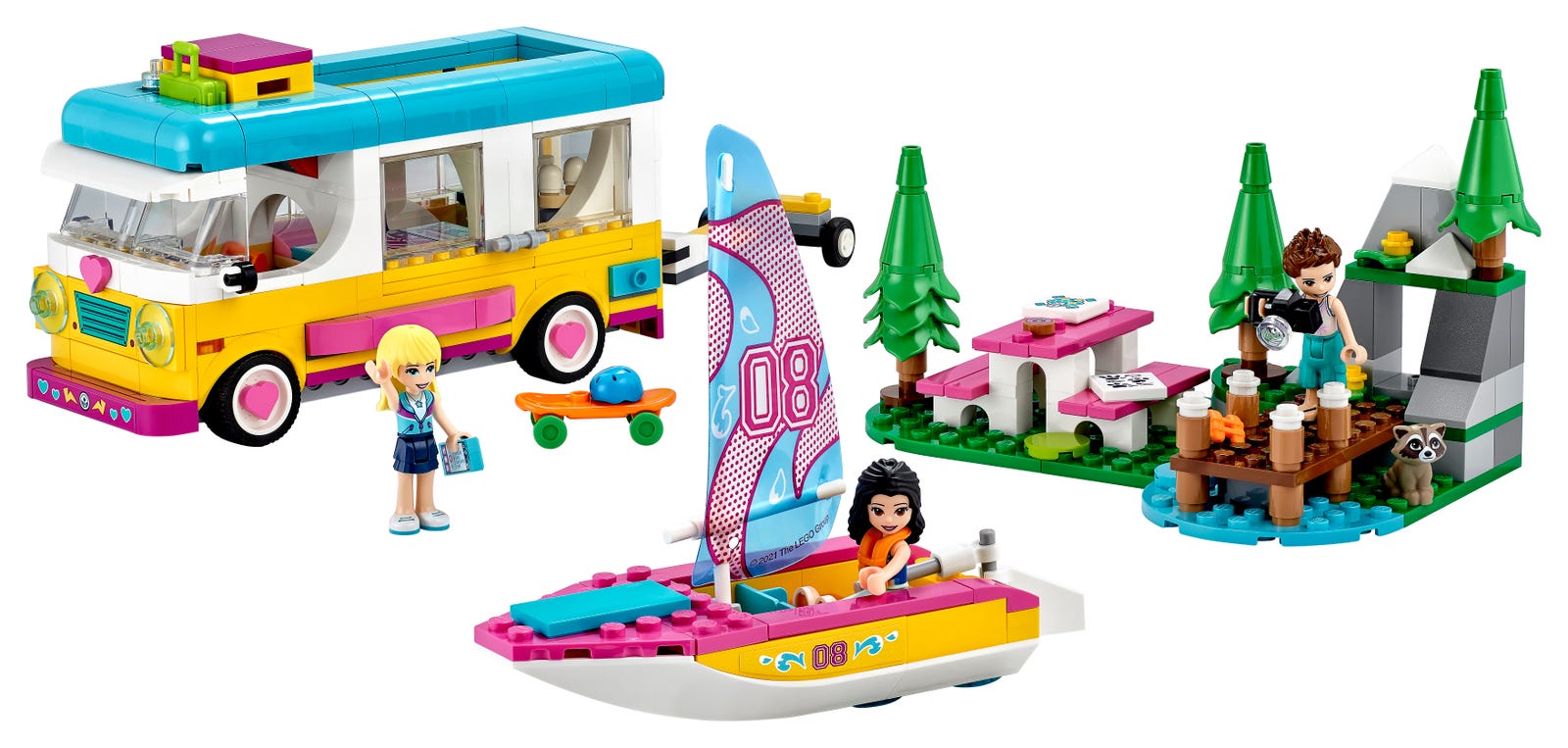 Forest Camper Van and Sailboat
