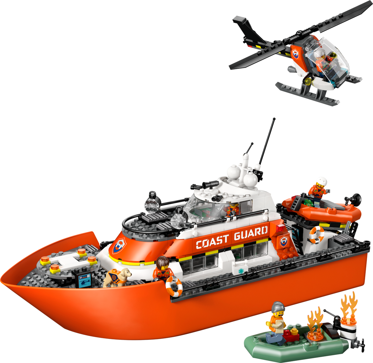 Coast Guard Rescue Boat &amp; Helicopter